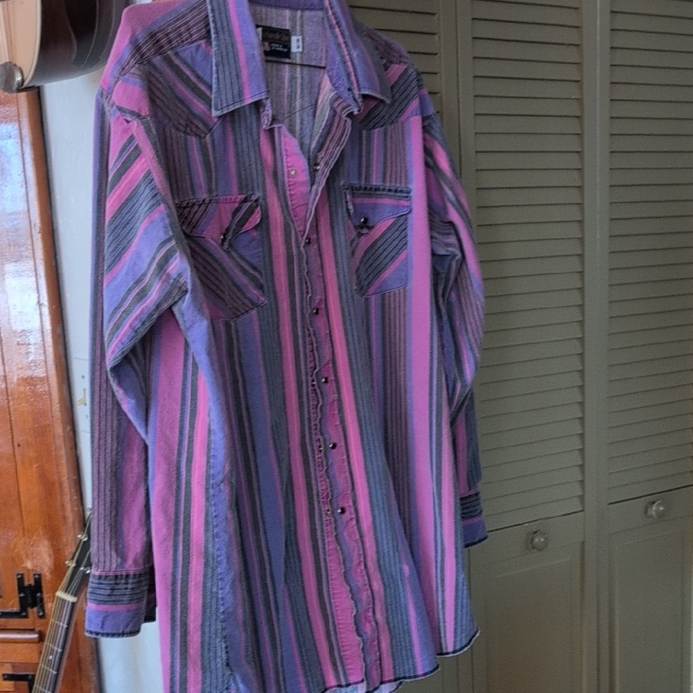 Panhandle Snap-up Purple and Pink Striped Western Shirt
